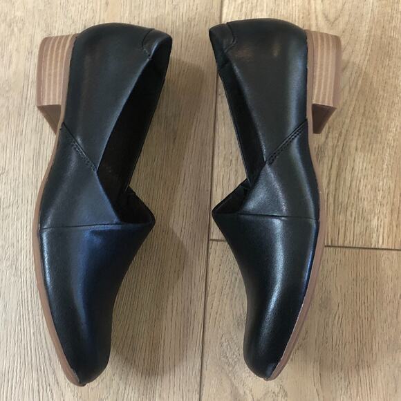 Clarks Womens Juliet Palm Slip-on Black Leather Sz 6.5 MSRP Comfy $85 NWOB READ - Picture 4 of 8
